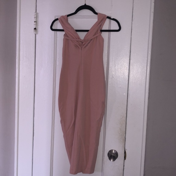 Nookie Athena off the shoulder blush halter midi dress figure hugging size S NWT - Picture 7 of 10